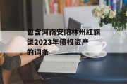 包含河南安阳林州红旗渠2023年债权资产的词条