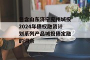 包含山东济宁兖州城投2024年债权融资计划系列产品城投债定融的词条