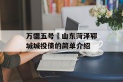 万疆五号•山东菏泽郓城城投债的简单介绍