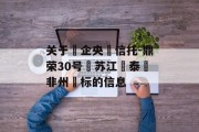 关于‮企央‬信托-鼎荣30号‮苏江‬泰‮非州‬标的信息