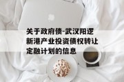 关于政府债-武汉阳逻新港产业投资债权转让定融计划的信息