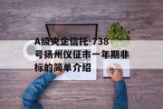 A级央企信托-738号扬州仪征市一年期非标的简单介绍