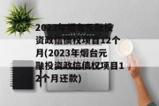 2023年烟台元融投资政信债权项目12个月(2023年烟台元融投资政信债权项目12个月还款)