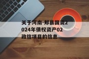 关于河南-郏县国资2024年债权资产02政信项目的信息