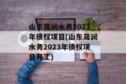 山东晟润水务2023年债权项目(山东晟润水务2023年债权项目开工)