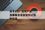 关于XXX·泾河产业发展集合资金信托计划的信息