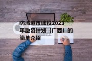 防城港市城投2023年融资计划（广西）的简单介绍