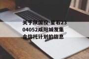 关于陕国投-星石2304052咸阳城发集合信托计划的信息