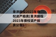 景洪国投2023年债权资产拍卖(景洪国投2023年债权资产拍卖公告)