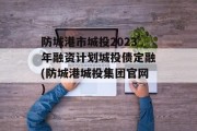 防城港市城投2023年融资计划城投债定融(防城港城投集团官网)