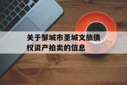 关于邹城市圣城文旅债权资产拍卖的信息