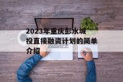 2023年重庆彭水城投直接融资计划的简单介绍