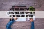 河南舞阳县城市投资控股应收账款债权转让项目(舞阳县城投公司董事长)