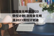 洛阳金元明清2023债权计划(洛阳金元明清2023债权计划逾期)