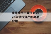 重庆奉节三峡生态2023年债权资产的简单介绍