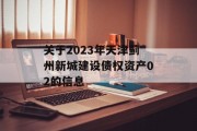 关于2023年天津蓟州新城建设债权资产02的信息