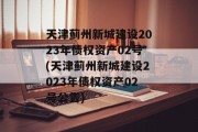 天津蓟州新城建设2023年债权资产02号(天津蓟州新城建设2023年债权资产02号公告)