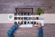 台儿庄财金2024年债权计划(2021年台儿庄重大项目)
