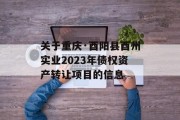 关于重庆·酉阳县酉州实业2023年债权资产转让项目的信息