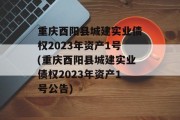重庆酉阳县城建实业债权2023年资产1号(重庆酉阳县城建实业债权2023年资产1号公告)