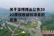 关于淄博博山公有2022债权收益权项目的信息