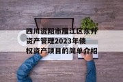 四川资阳市雁江区东升资产管理2023年债权资产项目的简单介绍