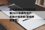 山东邹城市利民建设发展2023年债权资产定融计划项目(邹城利民置业)