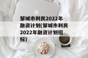 邹城市利民2022年融资计划(邹城市利民2022年融资计划招标)