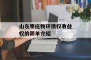 山东枣庄物环债权收益权的简单介绍