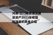 河南-三门峡市湖滨国资资产2023年收益权项目的简单介绍