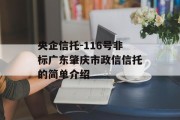 央企信托-116号非标广东肇庆市政信信托的简单介绍