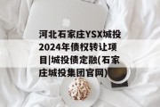 河北石家庄YSX城投2024年债权转让项目|城投债定融(石家庄城投集团官网)