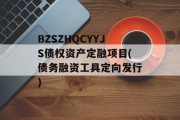 BZSZHQCYYJS债权资产定融项目(债务融资工具定向发行)