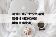 湖州织里产业投资运营债权计划(2020湖州织里镇发展)