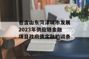 包含山东菏泽城市发展2023年供应链金融项目政府债定融的词条