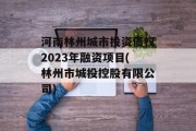 河南林州城市投资债权2023年融资项目(林州市城投控股有限公司)