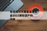 包含四川大英县通源实业2023债权资产的词条