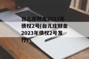 台儿庄财金2023年债权2号(台儿庄财金2023年债权2号发行)