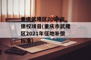 重庆武隆区2024年债权项目(重庆市武隆区2021年征地补偿标准)