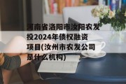 河南省洛阳市汝阳农发投2024年债权融资项目(汝州市农发公司是什么机构)