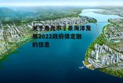 关于寿光市昇景海洋发展2022政府债定融的信息