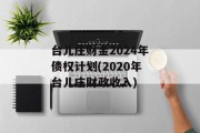 台儿庄财金2024年债权计划(2020年台儿庄财政收入)