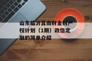 山东临沂莒南财金财产权计划（1期）政信定融的简单介绍