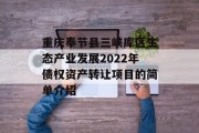 重庆奉节县三峡库区生态产业发展2022年债权资产转让项目的简单介绍