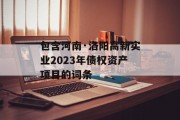 包含河南·洛阳高新实业2023年债权资产项目的词条