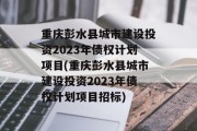 重庆彭水县城市建设投资2023年债权计划项目(重庆彭水县城市建设投资2023年债权计划项目招标)