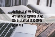 山东台儿庄财金2024年债权计划城投债定融(台儿庄城镇投资有限公司)