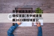 市中城建发展2023债权项目(市中城建发展2023债权项目公告)