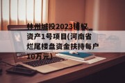 林州城投2023债权资产1号项目(河南省烂尾楼盘资金扶持每户10万元)