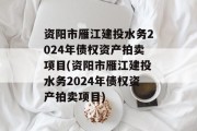 资阳市雁江建投水务2024年债权资产拍卖项目(资阳市雁江建投水务2024年债权资产拍卖项目)